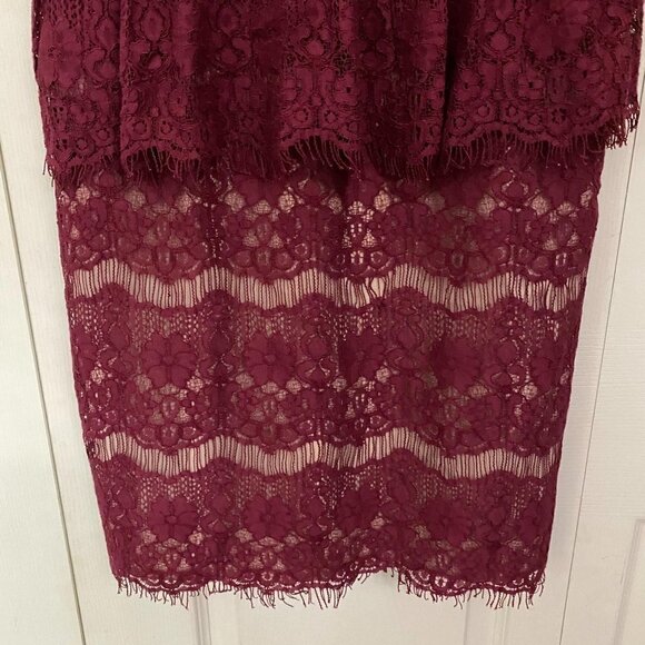 Maeve Anthropologie Women's Red Lace Peplum Cap Sleeve Cocktail Dress Size Small - Picture 5 of 11